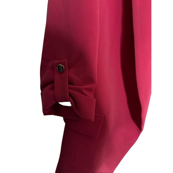 Zara Women's Peak Lapel Quarter Roll Tab Sleeve Blazer Jacket Fuchsia Small - Picture 6 of 7